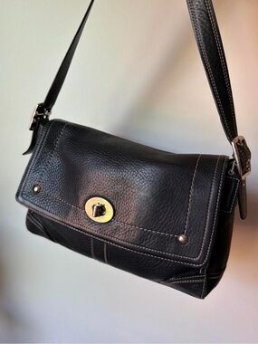 vintage leather coach hamilton turnlock flap